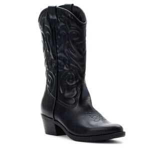 New- MADDEN NYC WOMEN'S WESTERN BLACK ALMOND TOE BOOTS SZ 6